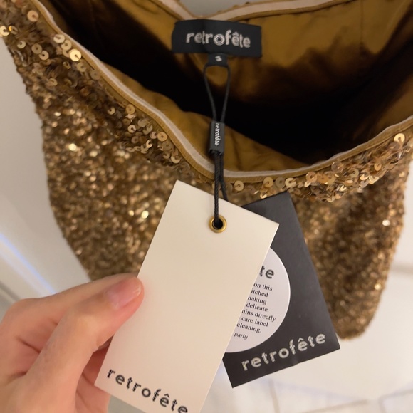 Retrofête Heather Sequin Dress in Amber Brown (Small) - Picture 6 of 6